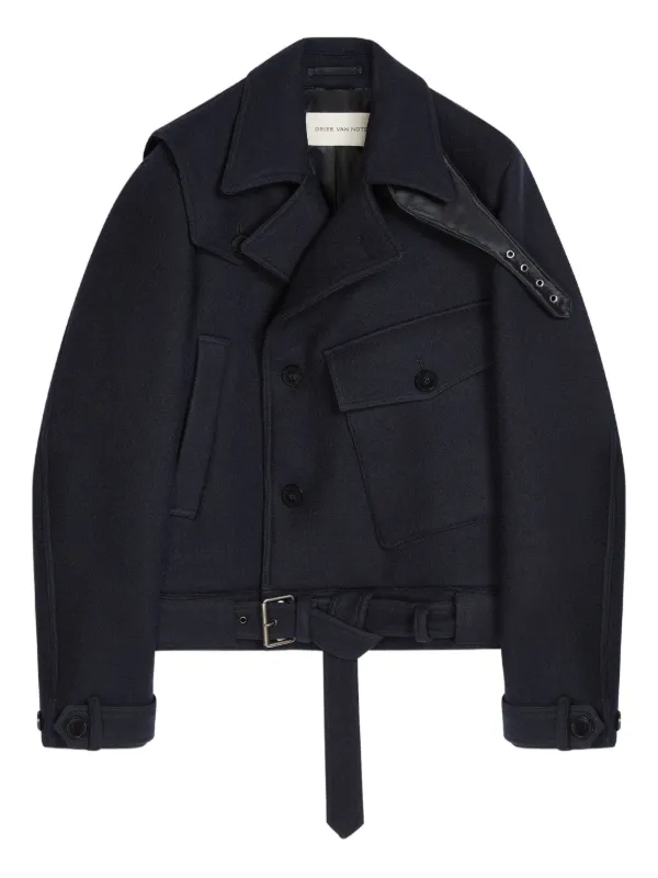 DRIES VAN NOTEN 黒 ダブルブレストコート DRIES VAN NOTEN 黒 ダブルブレストコート