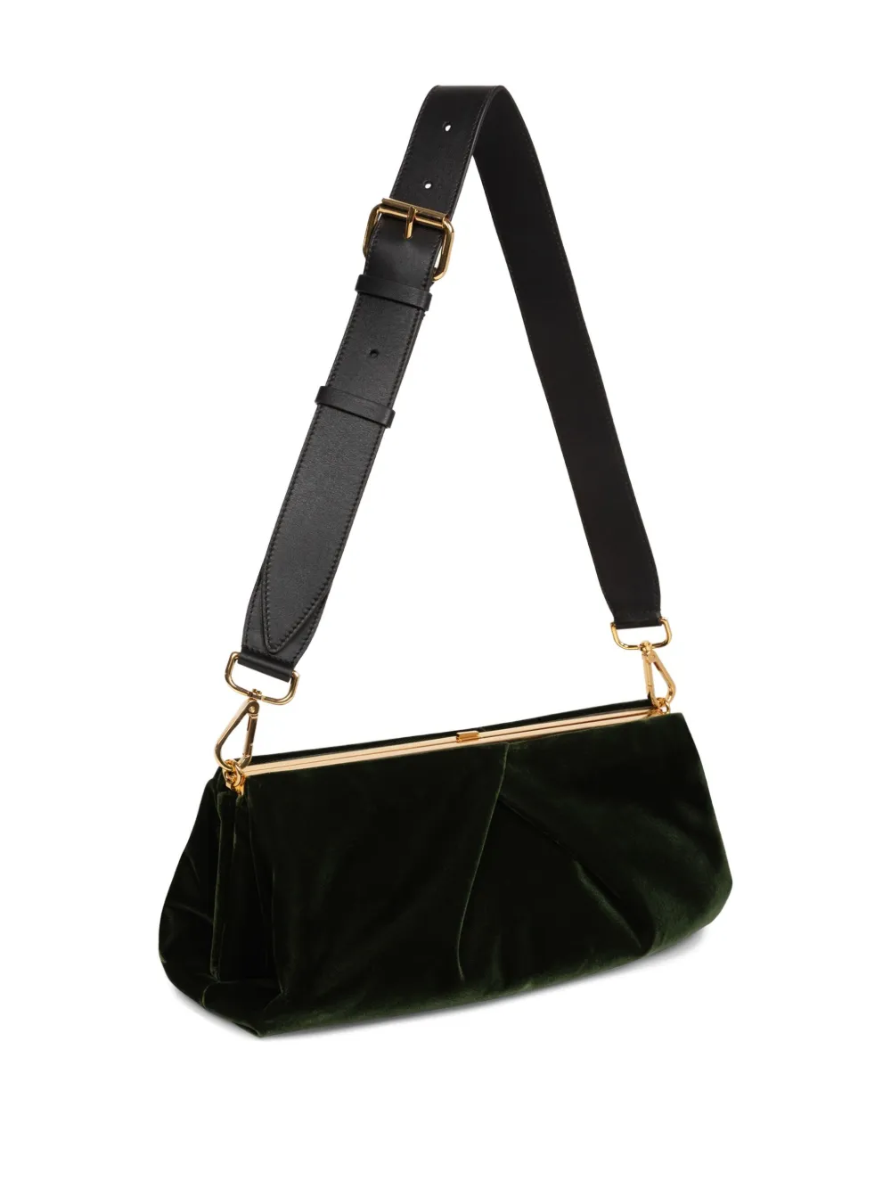 DRIES VAN NOTEN Medium fluwelen clutch met geplooid detail Groen
