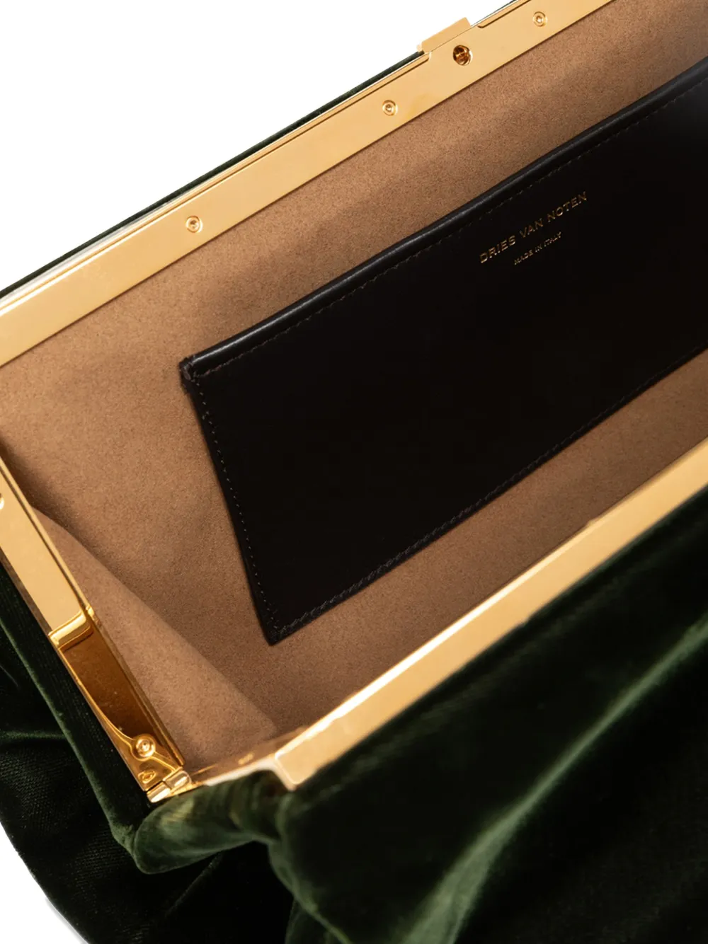 DRIES VAN NOTEN Medium fluwelen clutch met geplooid detail Groen