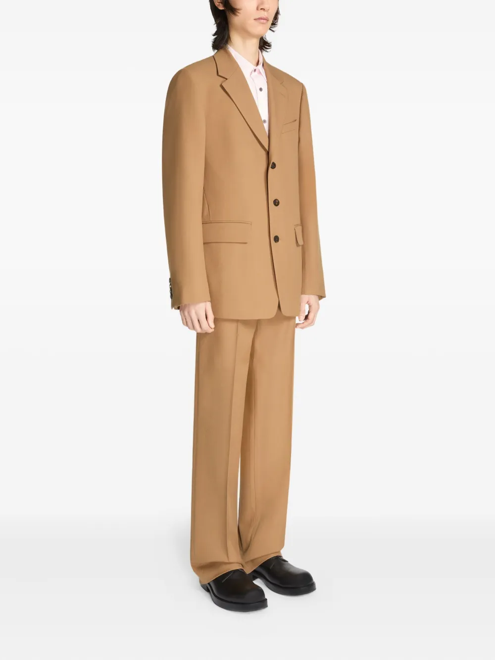 DRIES VAN NOTEN Wollen pak met enkele rij knopen Bruin