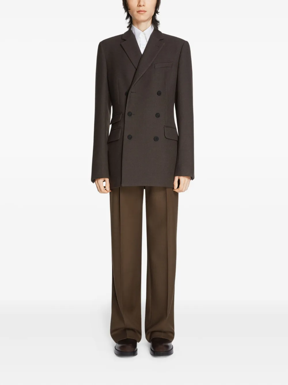 DRIES VAN NOTEN Wollen blazer met dubbele rij knopen Bruin
