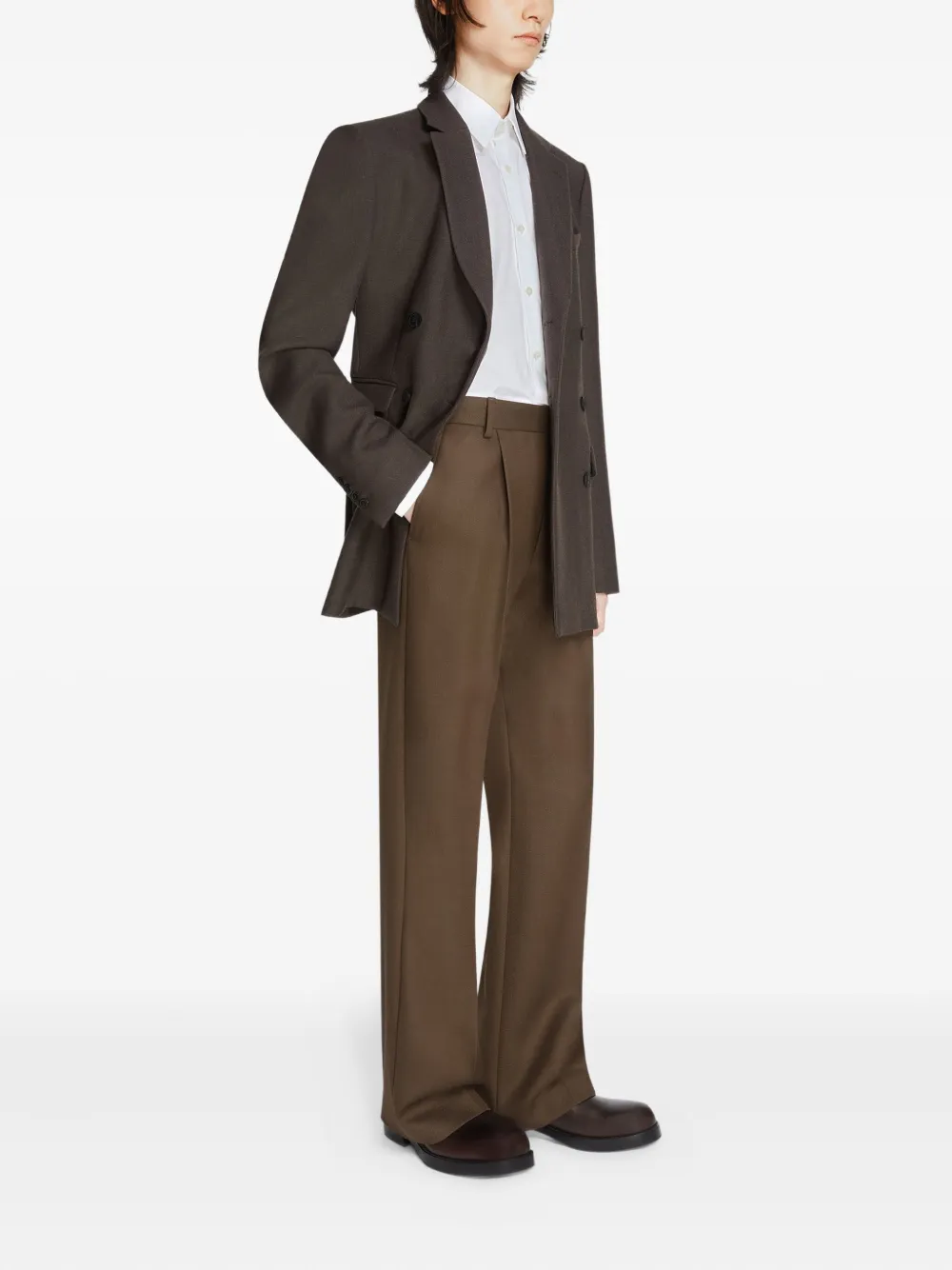 DRIES VAN NOTEN Wollen blazer met dubbele rij knopen Bruin