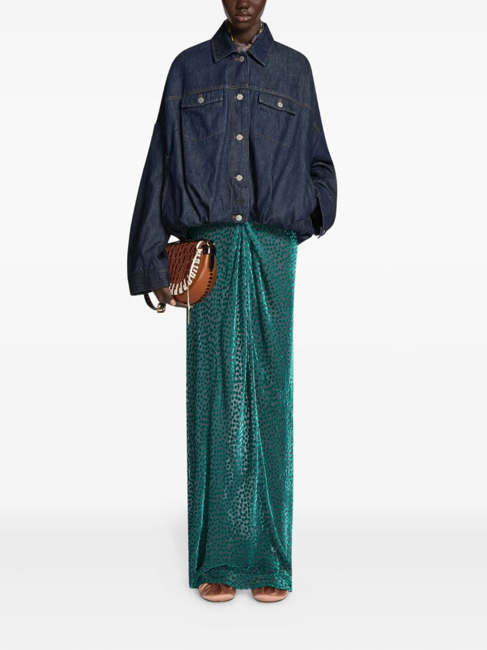 DRIES VAN NOTEN Gedrapeerde rok met spikkels - Groen