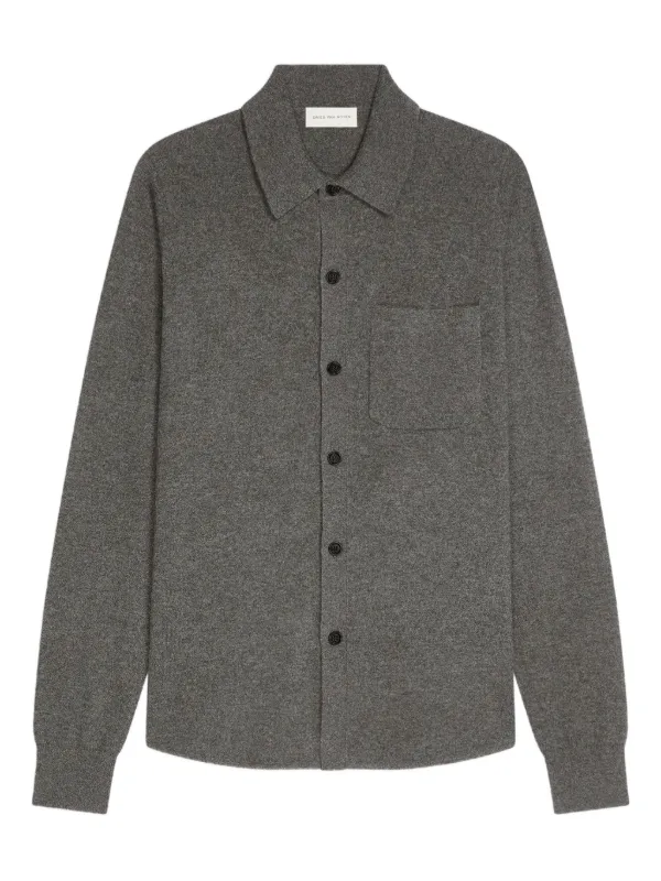 Dries Van Noten グレー/黒 ボタンシャツ 44 DRIES VAN NOTEN カシミアニットシャツ | グレー | FARFETCH JP