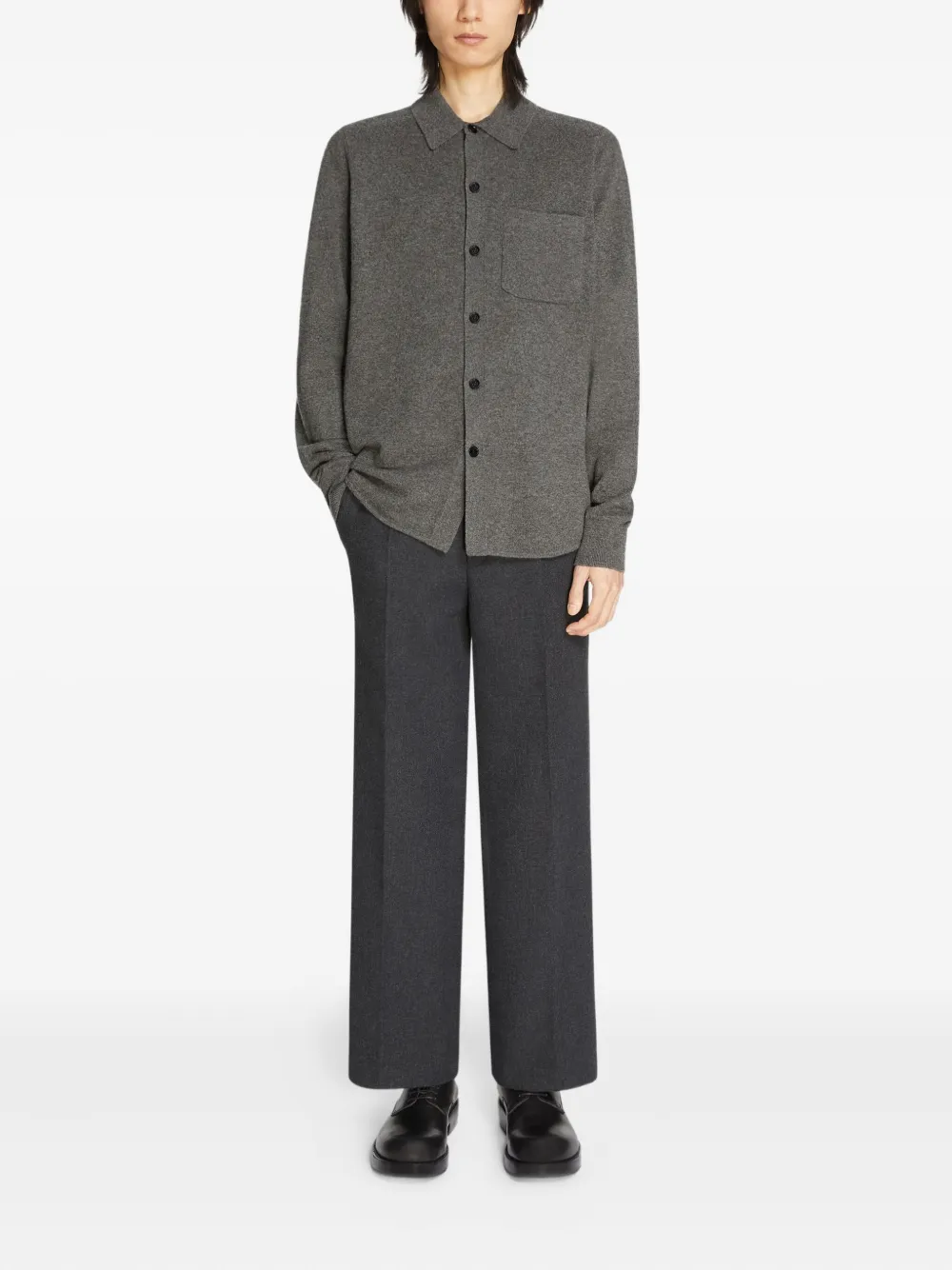 DRIES VAN NOTEN Kasjmier gebreid overhemd Grijs