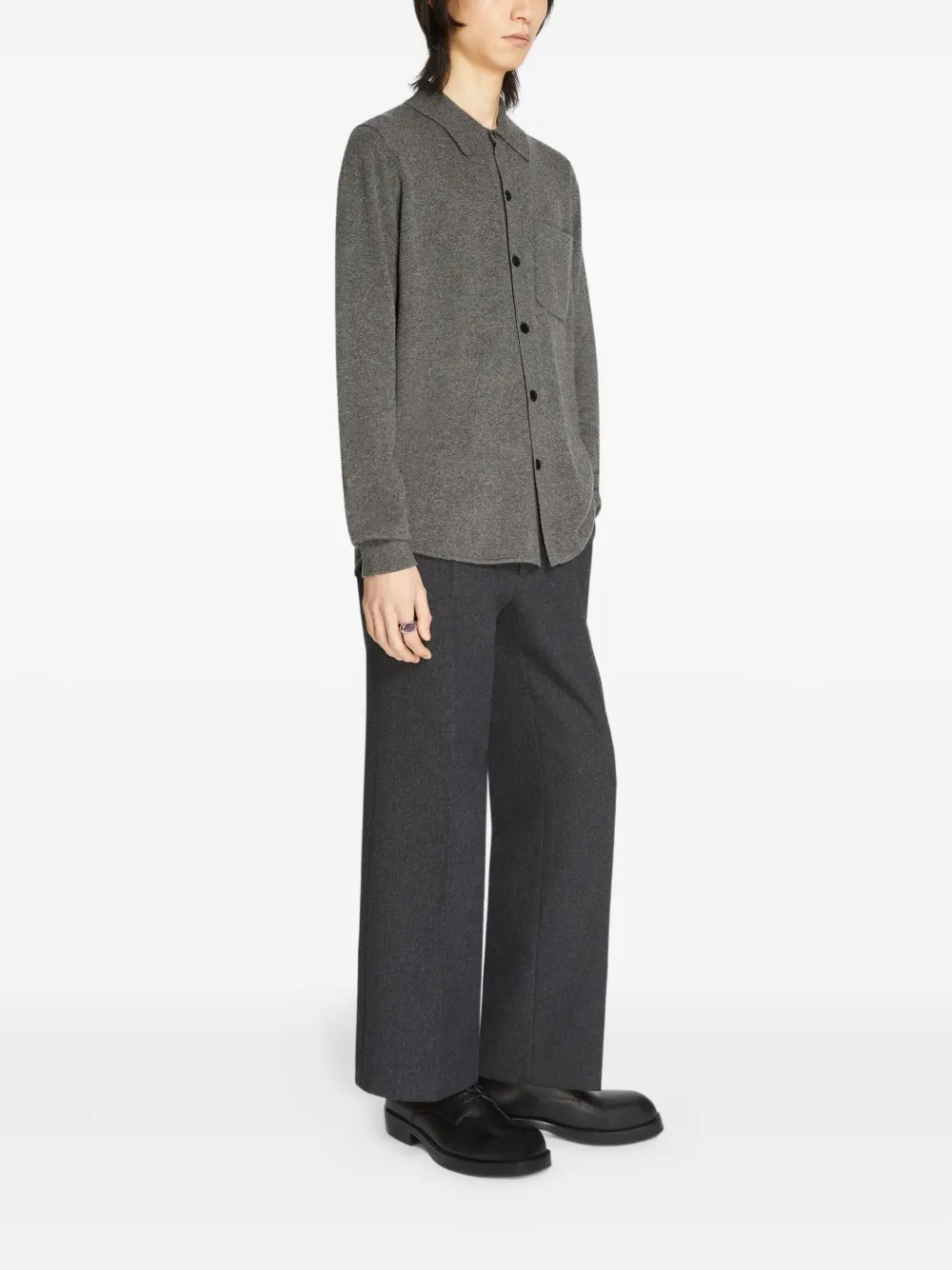 DRIES VAN NOTEN Kasjmier gebreid overhemd Grijs