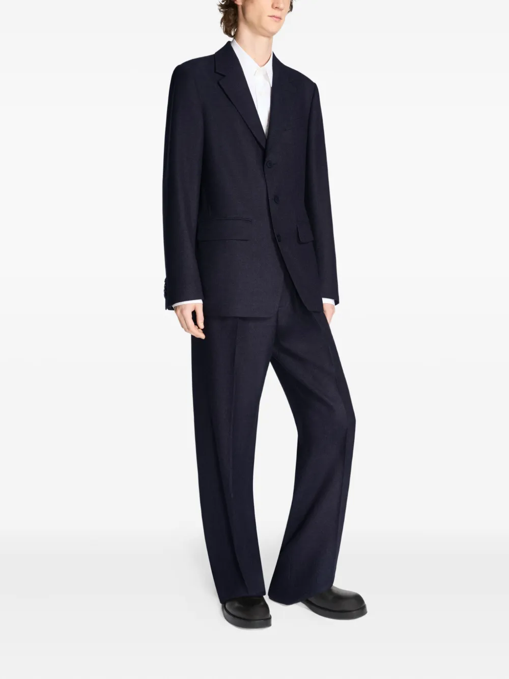 DRIES VAN NOTEN Wollen pak met enkele rij knopen Zwart