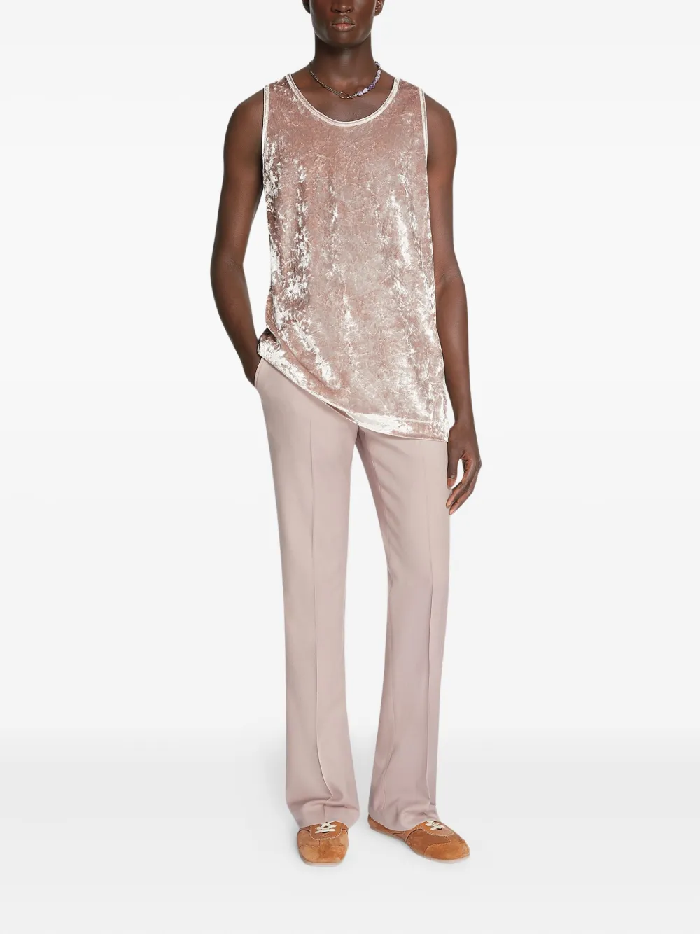 DRIES VAN NOTEN Fluwelen tanktop - Roze