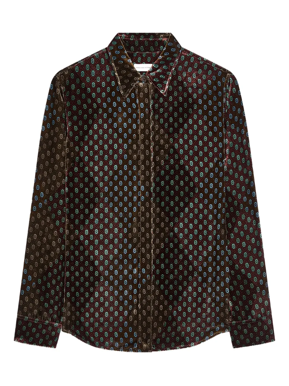 DRIES VAN NOTEN printed argyle-pattern shirt | Black | Image 1