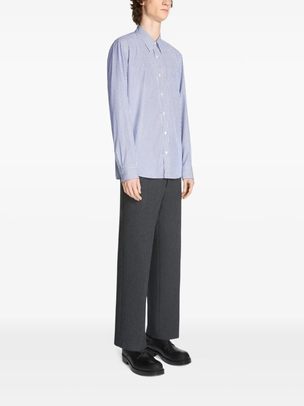 DRIES VAN NOTEN Gestreept katoenen overhemd Blauw