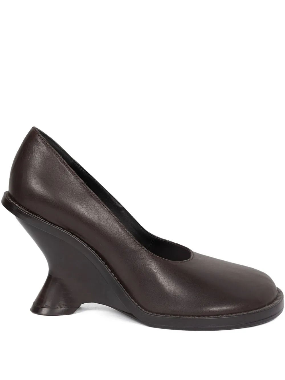 DRIES VAN NOTEN 90mm leather wedge pumps Brown