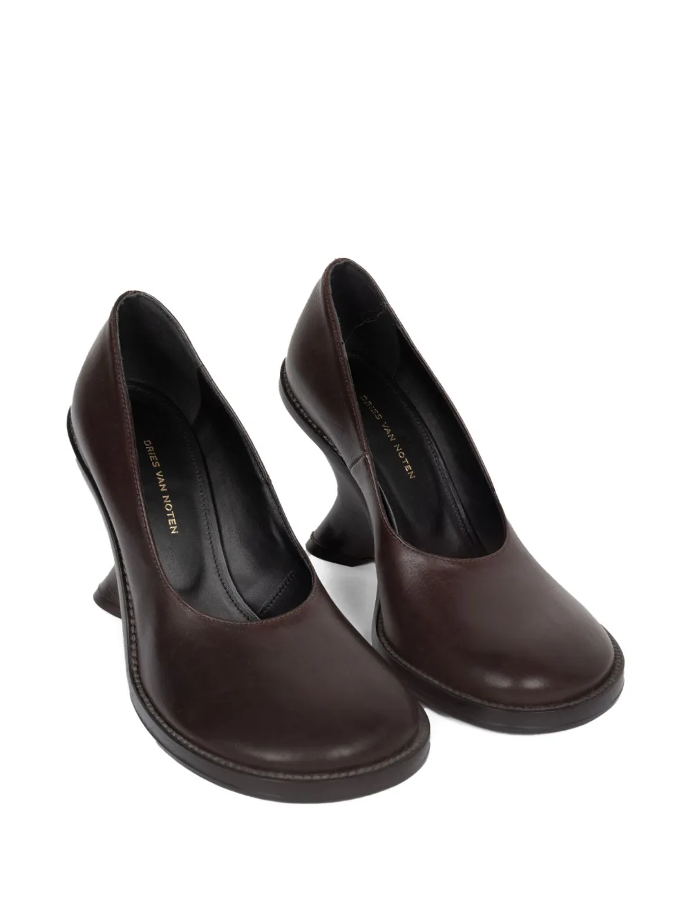 DRIES VAN NOTEN 90mm leather wedge pumps Brown