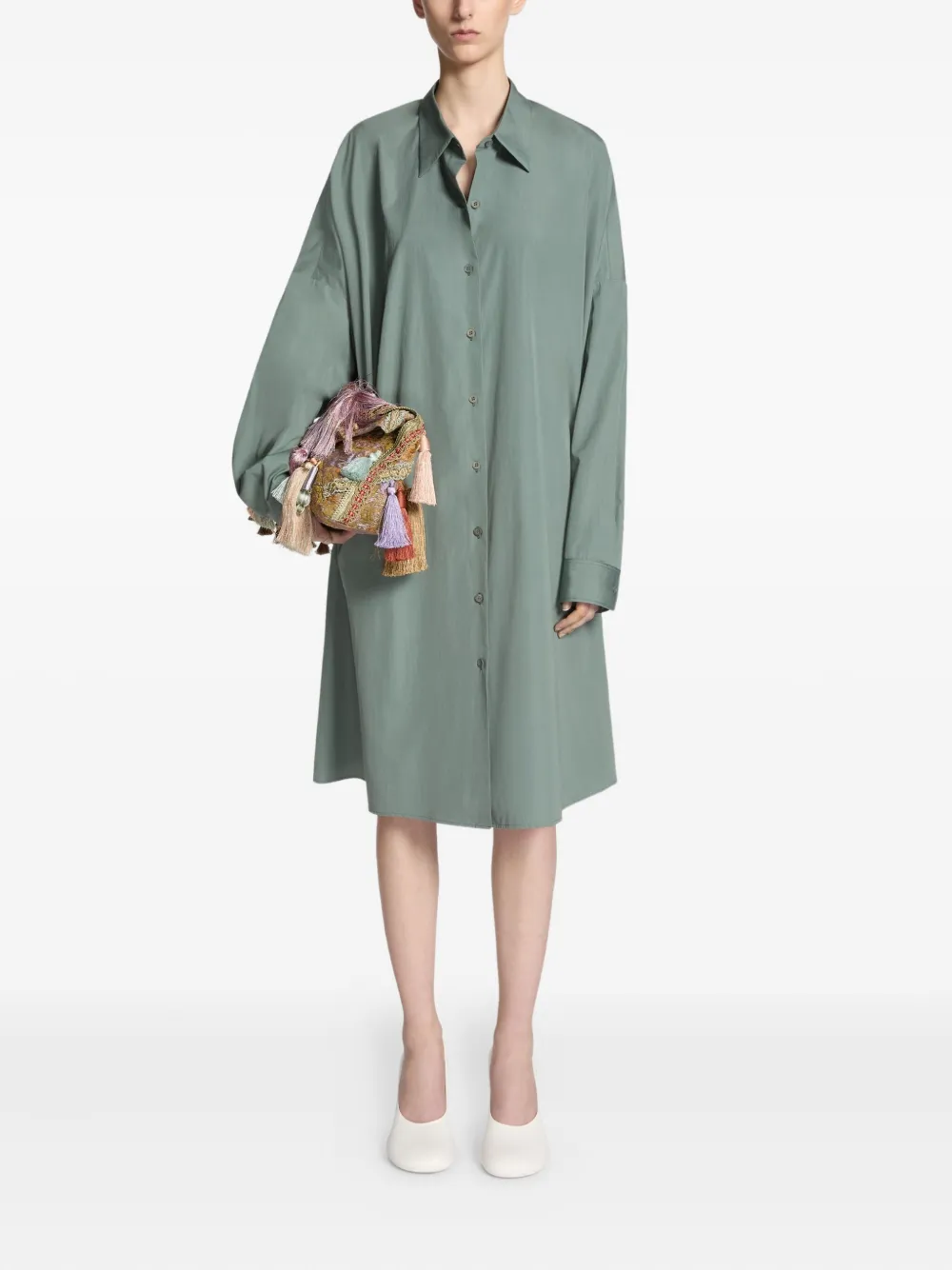 DRIES VAN NOTEN Katoenen midi-blousejurk - Groen