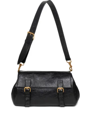 DRIES VAN NOTEN レザーショルダーバッグ ブラック DRIES VAN NOTEN buckle-fastening Leather Shoulder Bag | Black