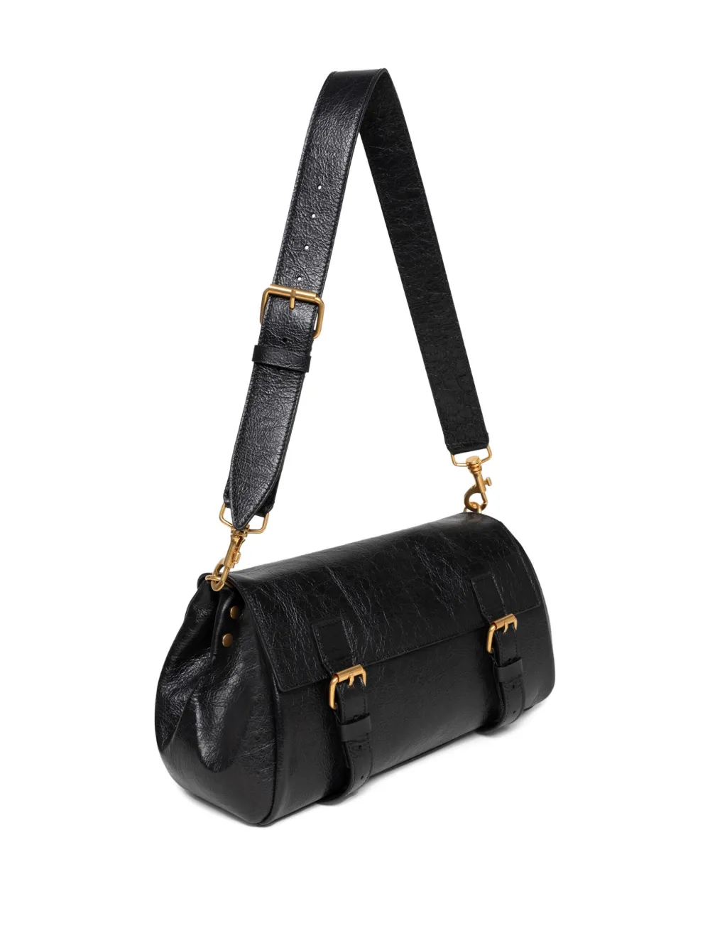 Dries Van Noten Buckle-fastening Leather Shoulder Bag In Black