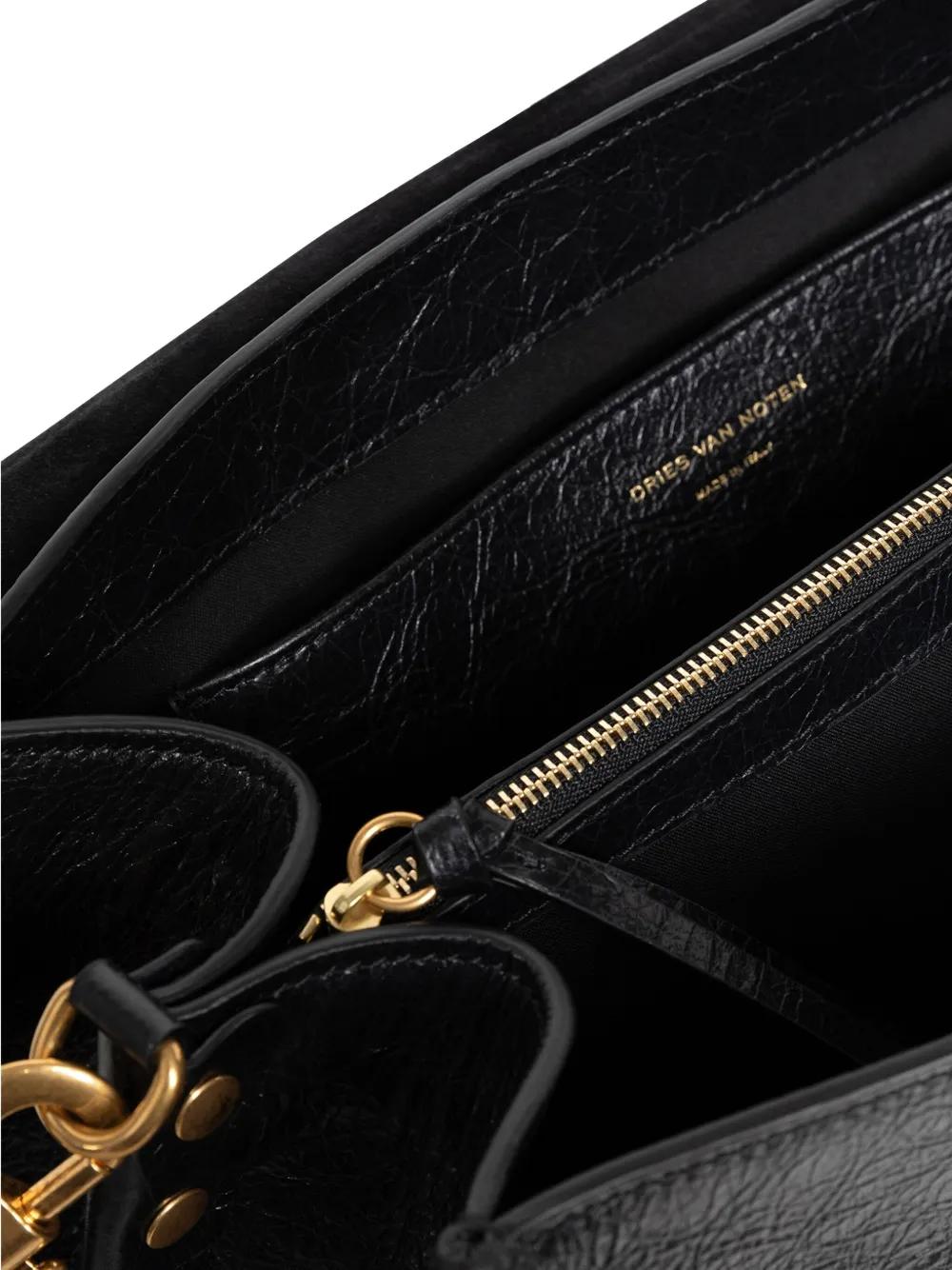 Dries Van Noten Buckle-fastening Leather Shoulder Bag In Black