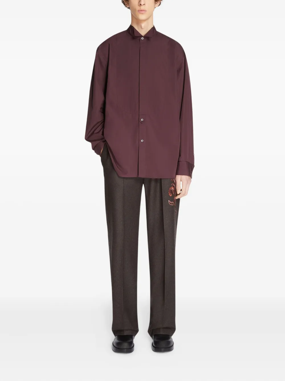 DRIES VAN NOTEN Broek met geborduurde bloemen - Bruin