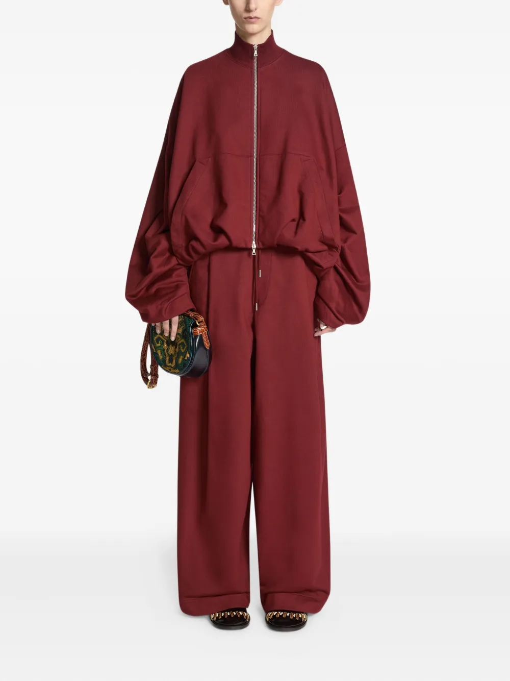 DRIES VAN NOTEN Geplooide trainingsbroek met trekkoord - Rood