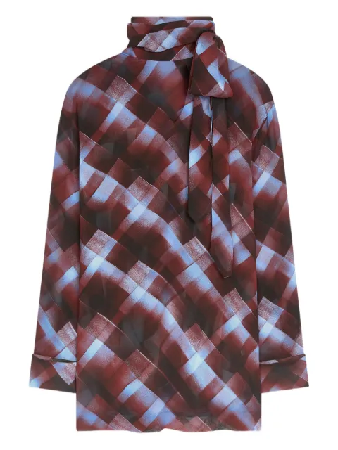 DRIES VAN NOTEN geometric-print tie-neck blouse