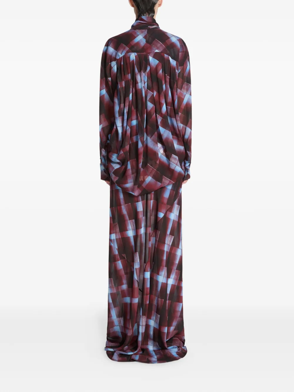 DRIES VAN NOTEN Blouse met geometrische print en gestrikte hals Rood