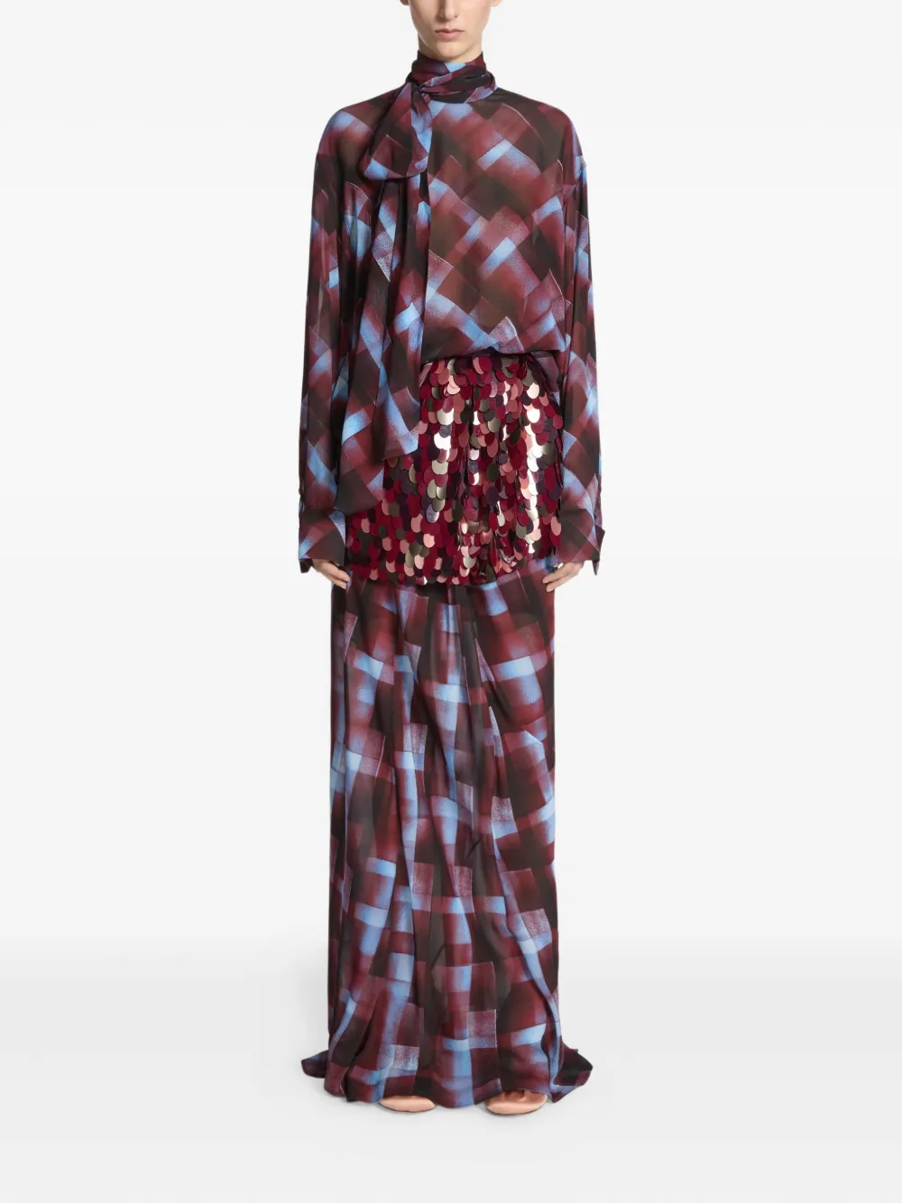 DRIES VAN NOTEN Blouse met geometrische print en gestrikte hals - Rood