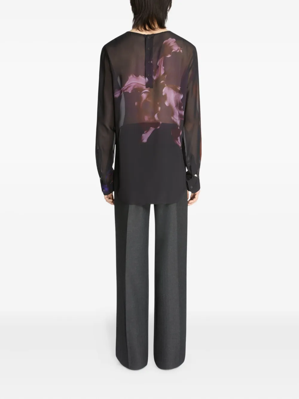 DRIES VAN NOTEN Overhemd met bloemenprint Zwart