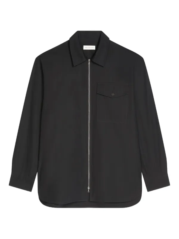 DRIES VAN NOTEN ブラックジップアップシャツ DRIES VAN NOTEN ジップアップ シャツ | ブラック | FARFETCH JP