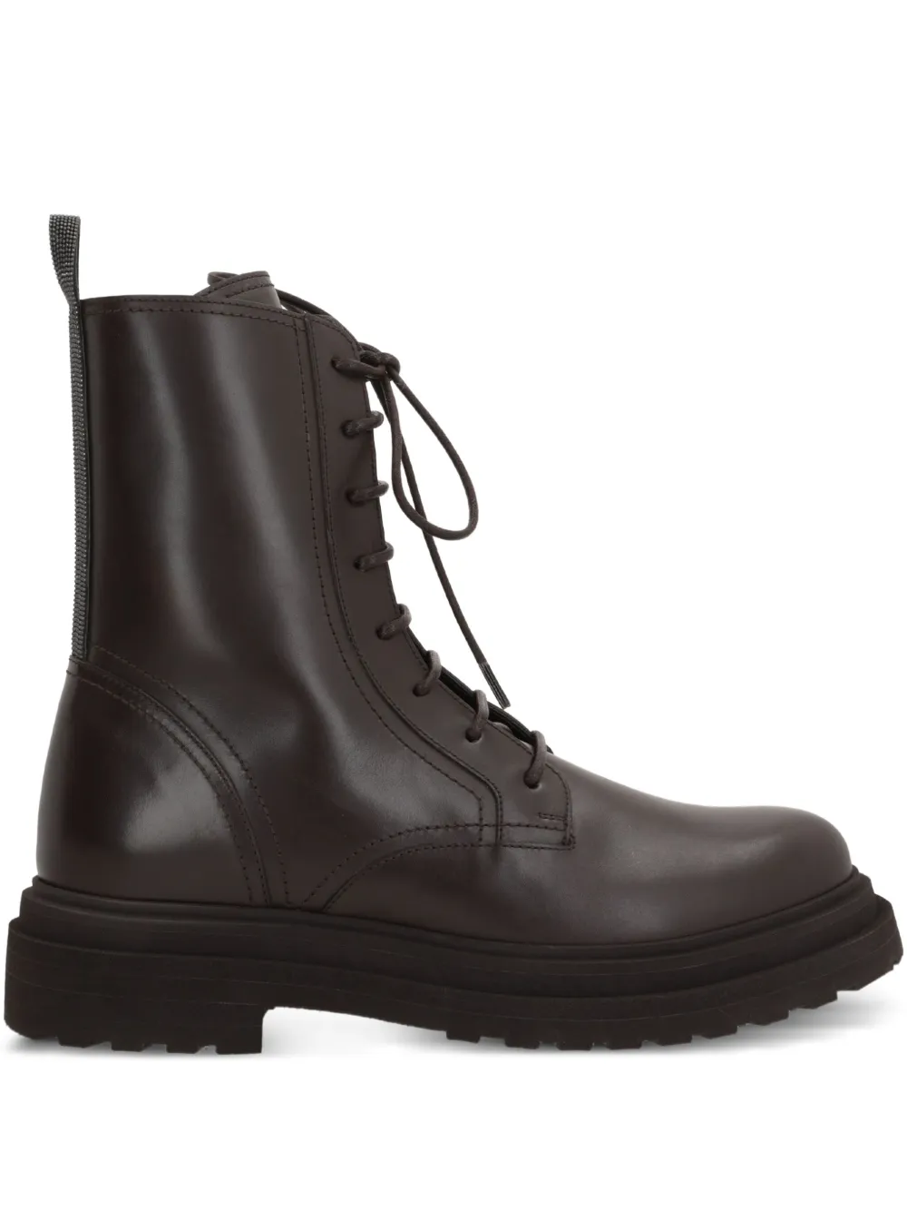 Brunello Cucinelli lace-up leather platform boots Brown