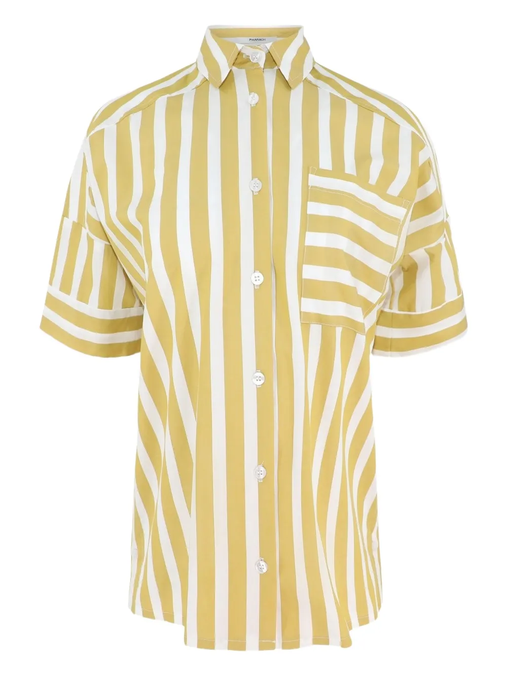 Pharaoh Payton stripe short-sleeve shirt - イエロー Pharaoh Payton stripe short-sleeve shirt - イエロー