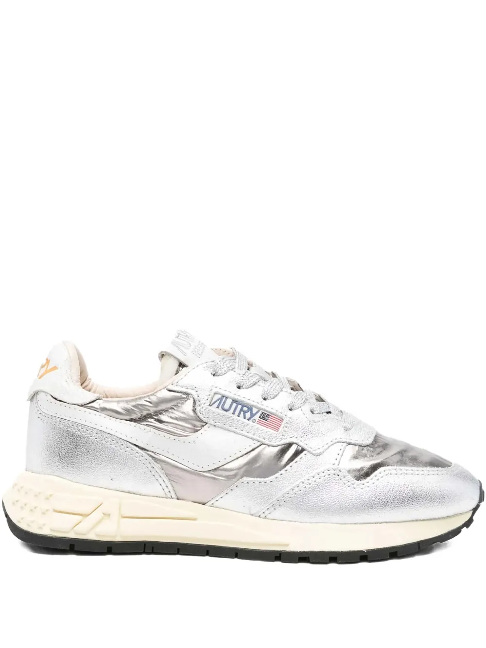 Autry Reelwind Metallic Panelled Sneakers In White
