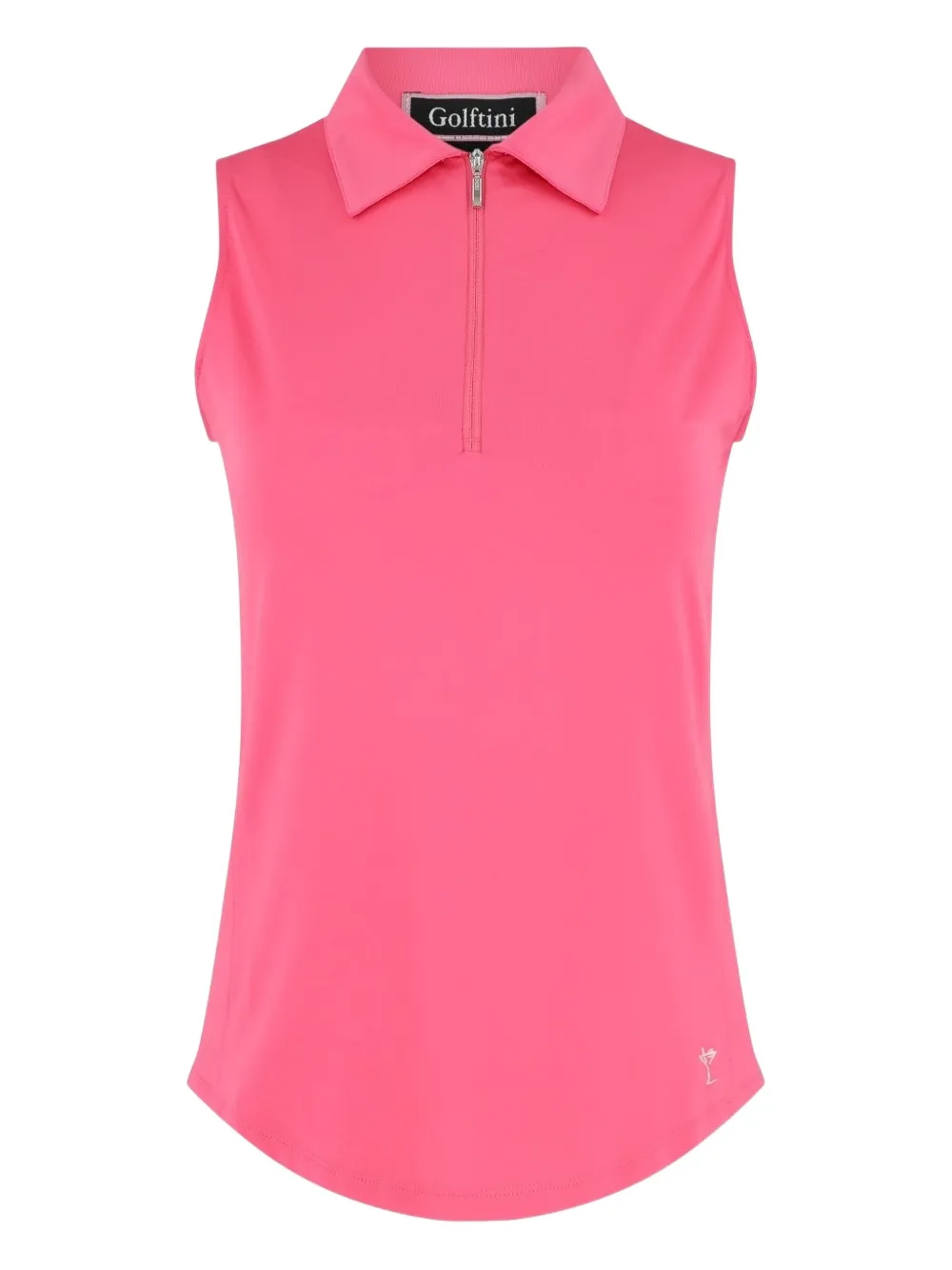 zip-neck sleeveless polo top