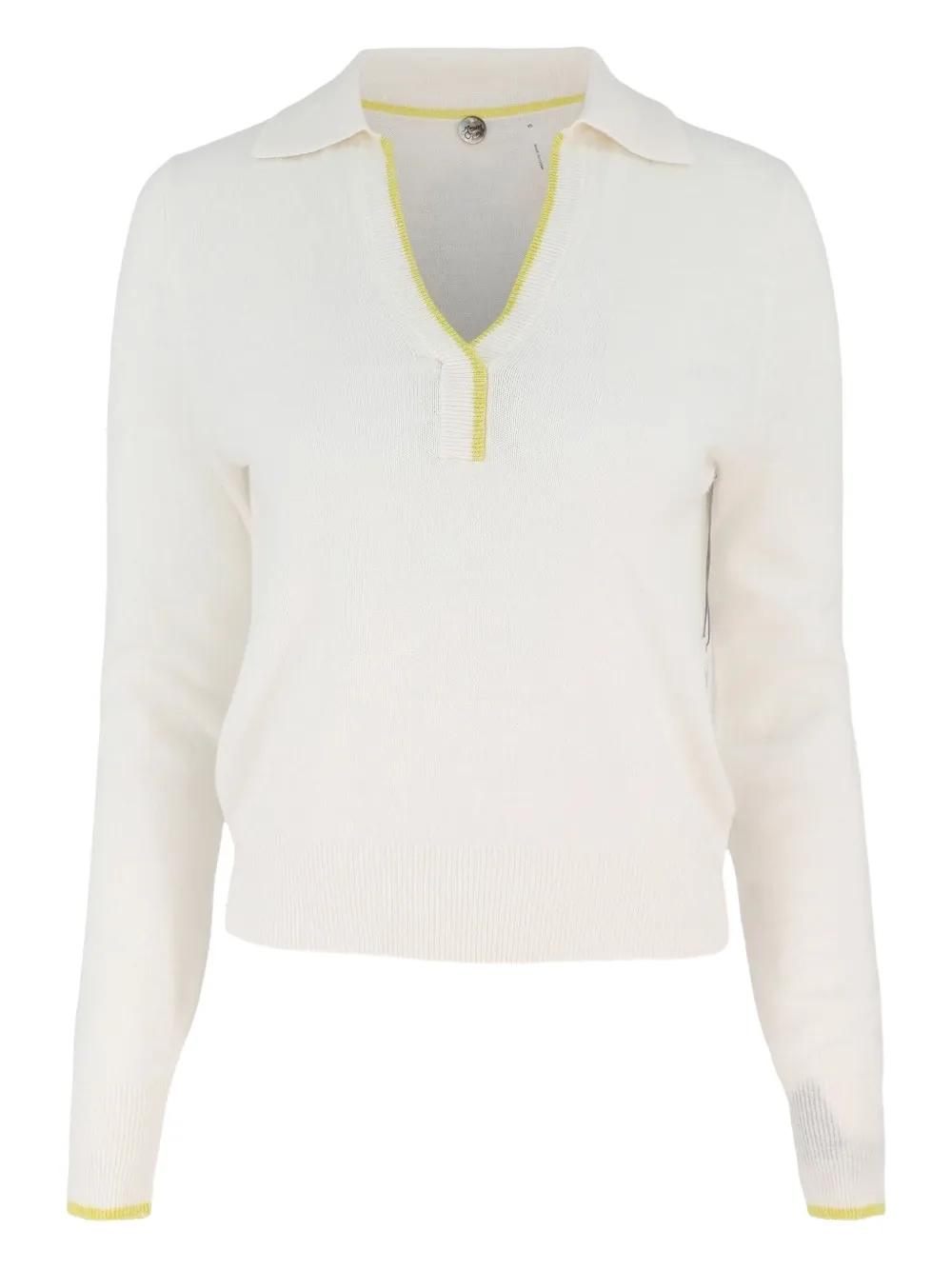 Margaret O'Leary Inc suéter tejido de canalé con cuello de playera tipo polo | blanco | Image 1
