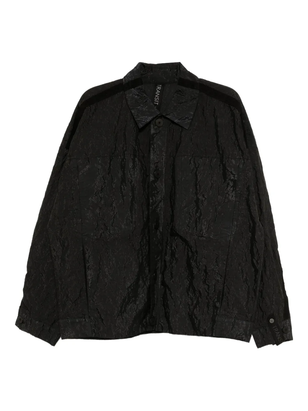 Transit Shirtjack met gekreukt effect Zwart