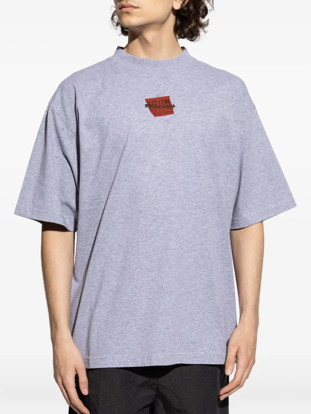 Balenciaga Taped katoenen T-shirt met logoprint Grijs