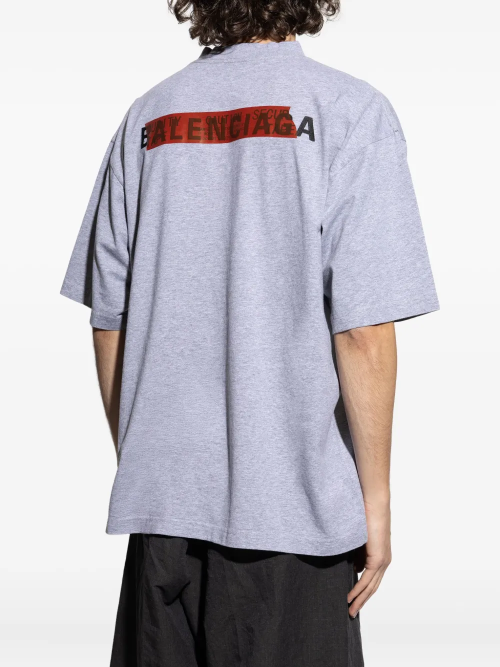 Balenciaga Taped katoenen T-shirt met logoprint Grijs