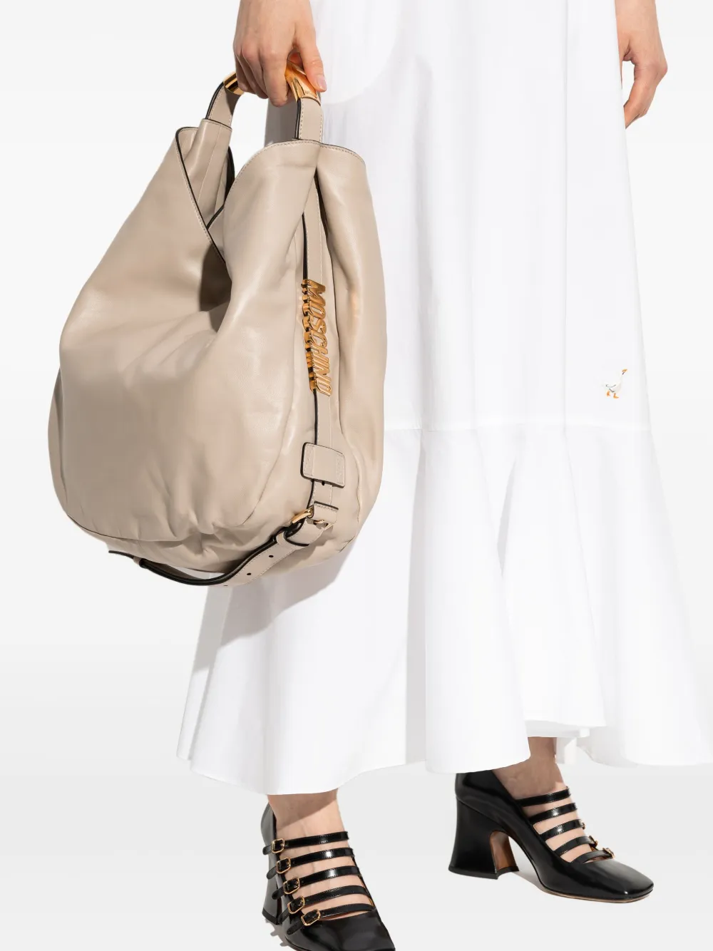 Moschino Leren shopper - Beige