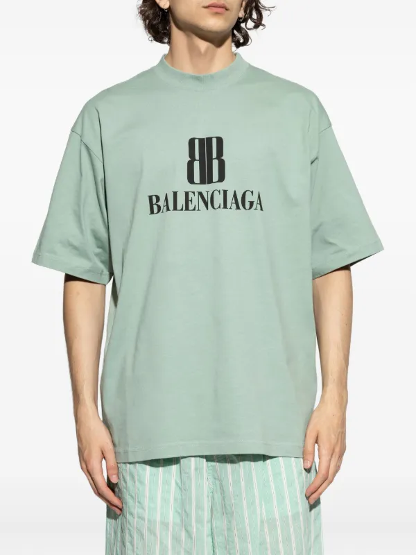 Balenciaga Nano BB logo-print T-shirt | Green | FARFETCH ID