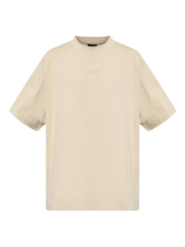 BALENCIAGA ロゴ入り 半袖Tシャツ クリーム M バレンシアガ ロゴ 刺繍 半袖 Tシャツ クリーム色 - メルカリ