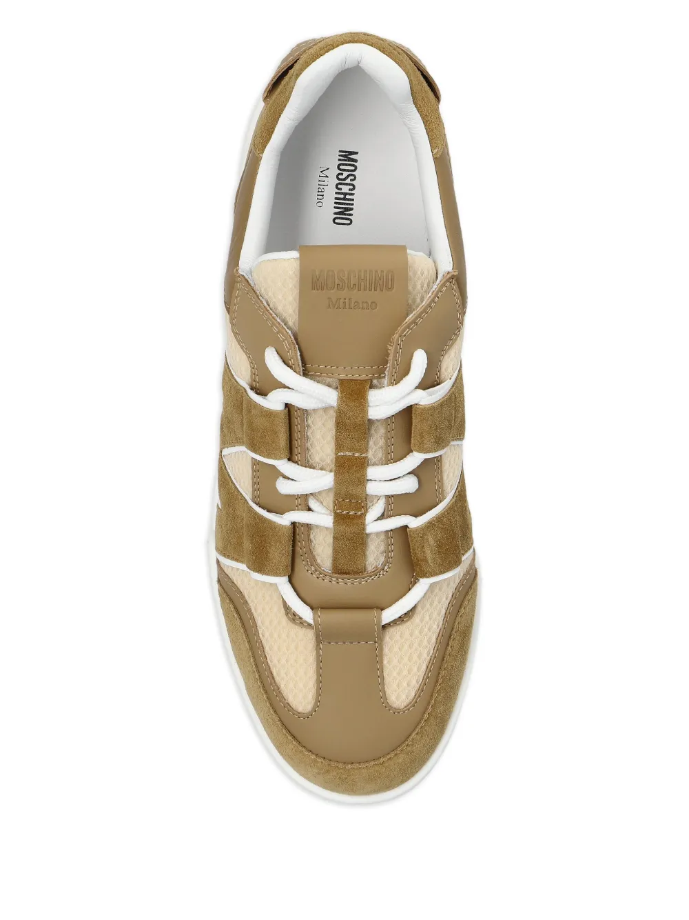 Moschino logo-debossed mesh sneakers Neutrals