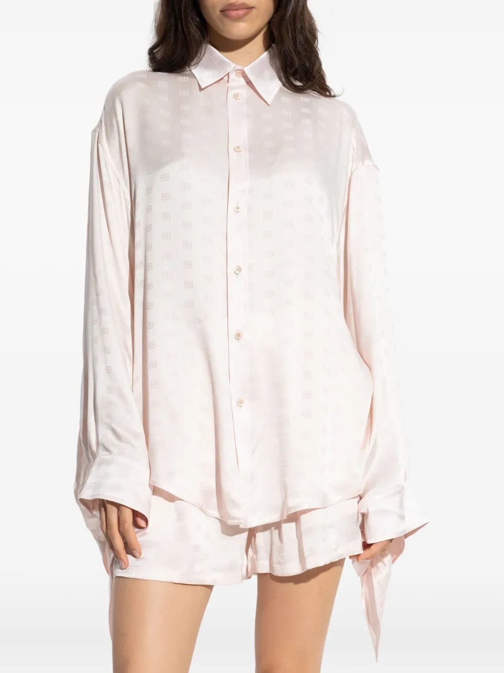 Balenciaga monogram-jacquard tied-cuff shirt 9505