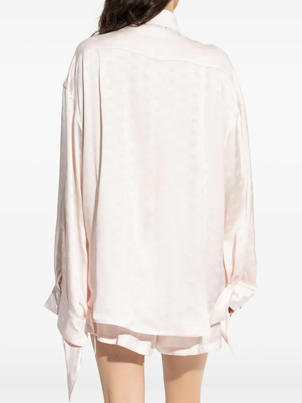 Balenciaga monogram-jacquard tied-cuff shirt 9505