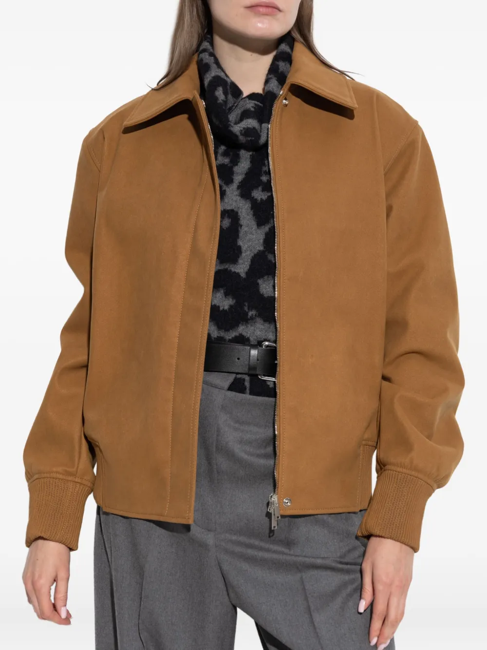 Stella McCartney Jack met kraag en geribbelde afwerking Bruin