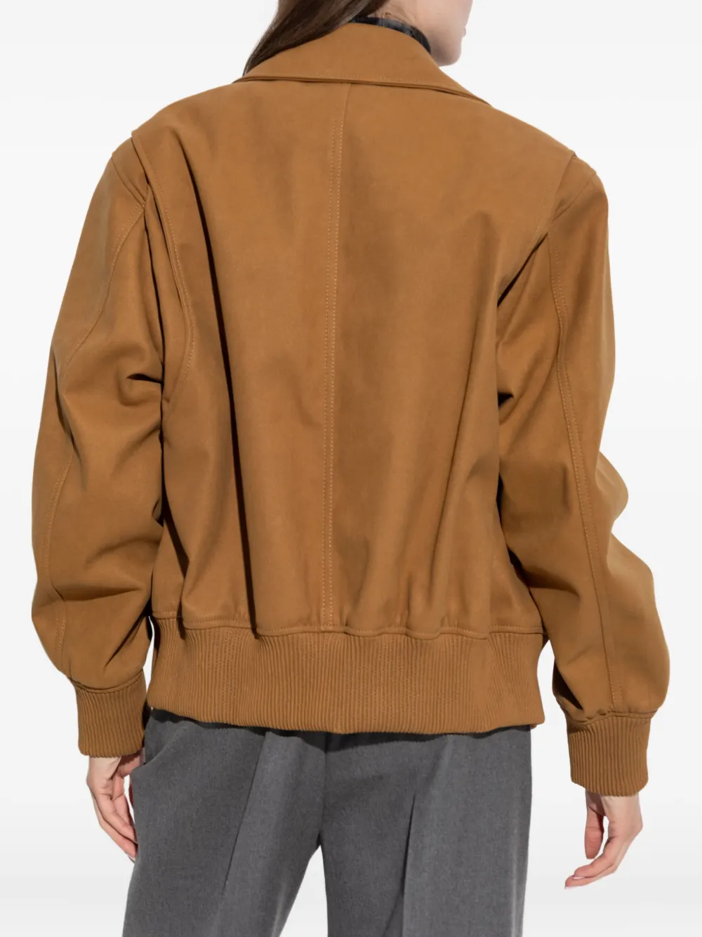 Stella McCartney Jack met kraag en geribbelde afwerking Bruin