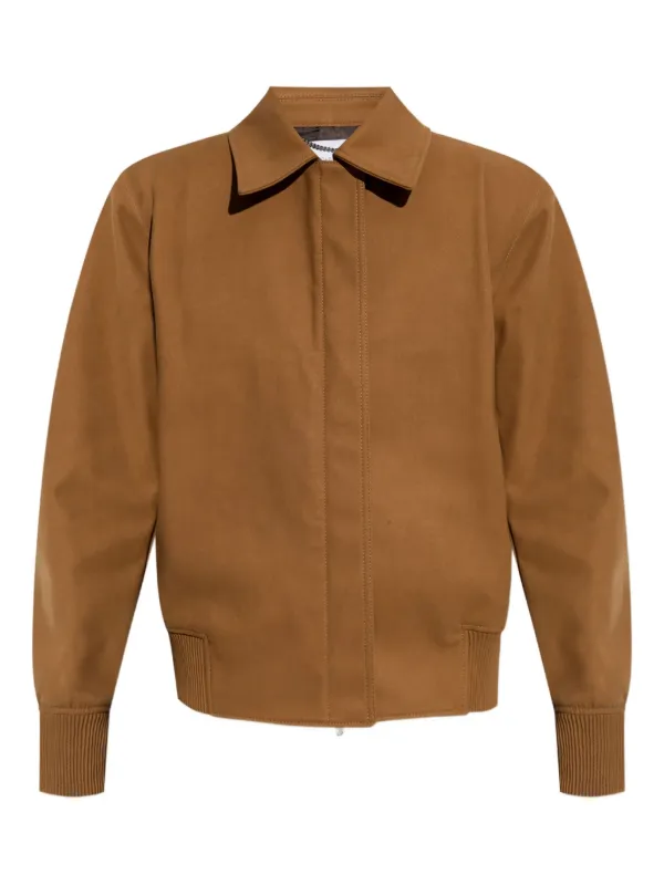 Stella McCartney Collared Ribbed-trim Jacket in Brown