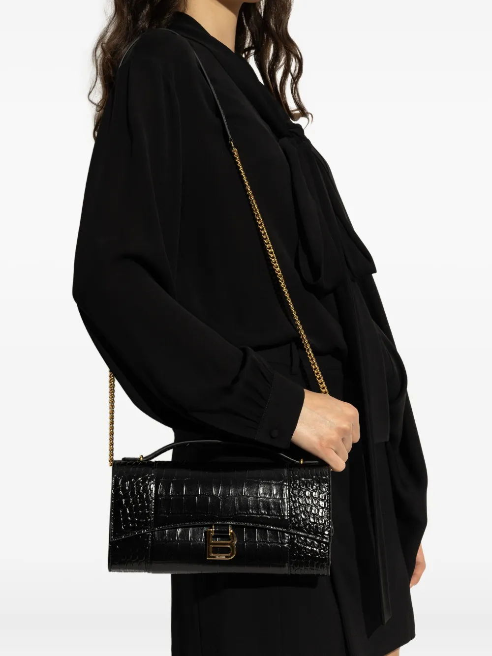 Balenciaga crocodile-embossed top-handle bag Zwart