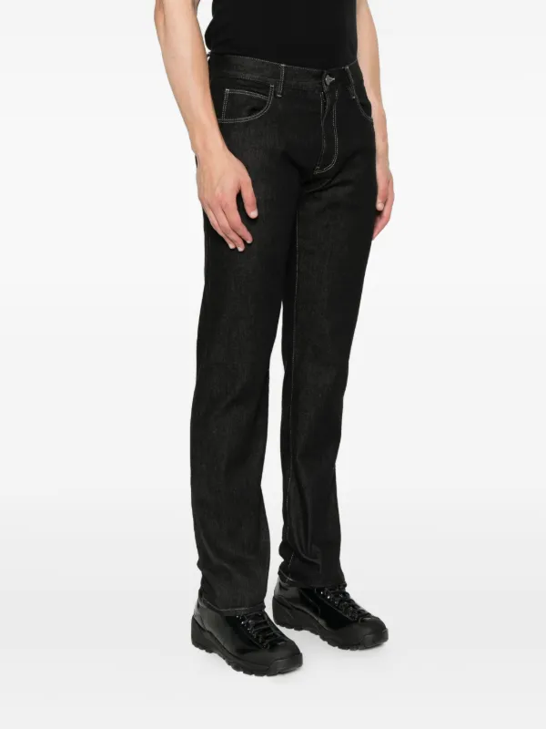 GIORGIO ARMANI デニム　ジーンズ　イタリア製 Giorgio Armani コントラストステッチ ジーンズ | ブラック | FARFETCH JP