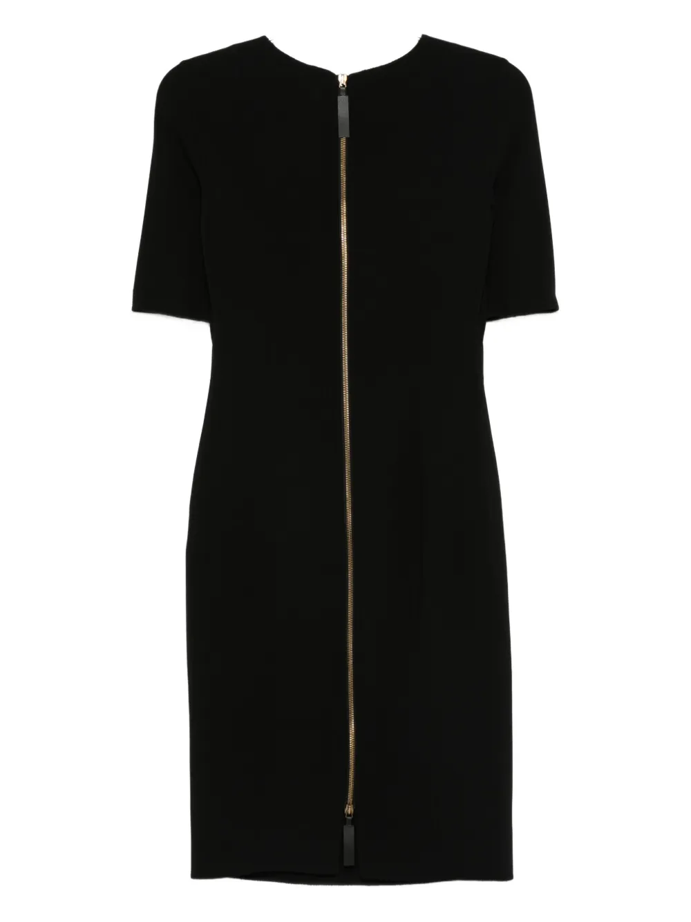 Giorgio Armani zip-fastening short-sleeve midi dress Zwart