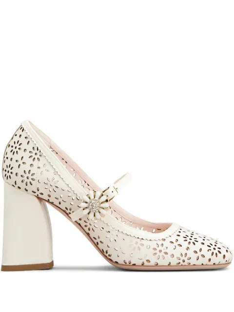 Roger Vivier Scarpin Très Vivier com recorte floral e salto bloco 85mm