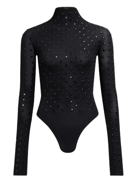 Alaïa body con cuello de tortuga y detalles de strass