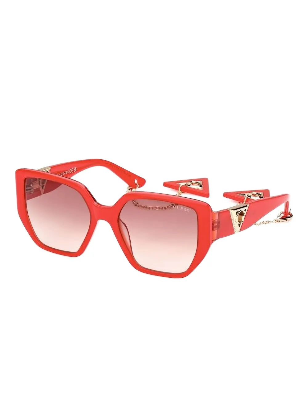 GUESS EYEWEAR chain-embellished geometric sunglasses Rood